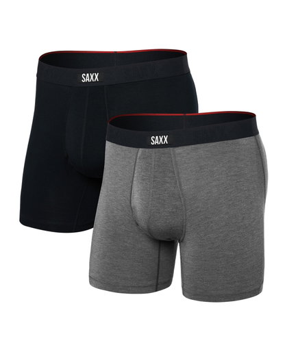 SAXX Boxershorts Vibe Xtra Soft Comfort Boxer Brief Fly schwarz/grau Herren - 2 Stück